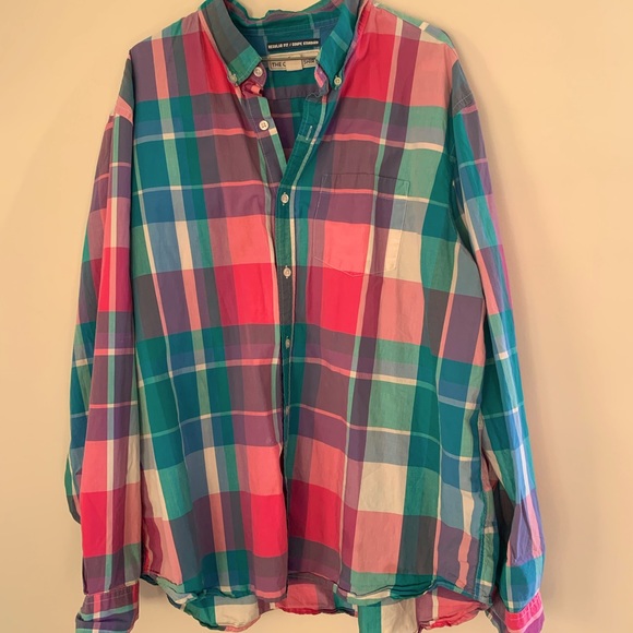 Turquoise/Pink Button Down Shirt - XXL - Picture 3 of 4